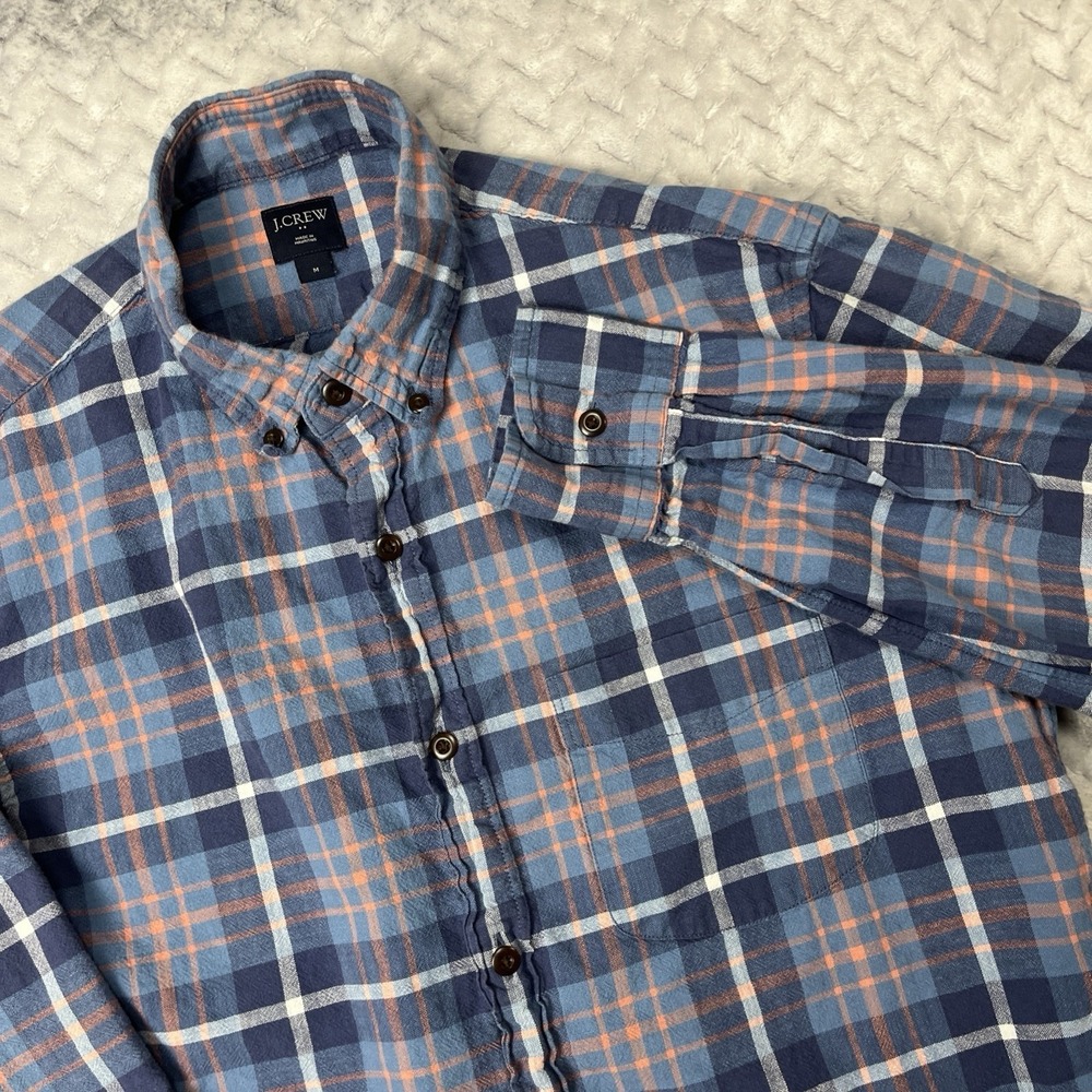 J. Crew Lightweight Flannel Shirt Mens M Blue Plaid Workwear Outdoor - Picture 2 of 10